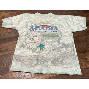 Vintage Acadia National Park T-Shirt AOP Tie Dye Size Large